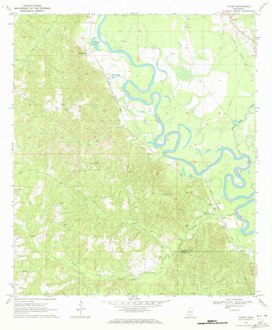Classic USGS Tilton Mississippi 7.5'x7.5' Topo Map Image