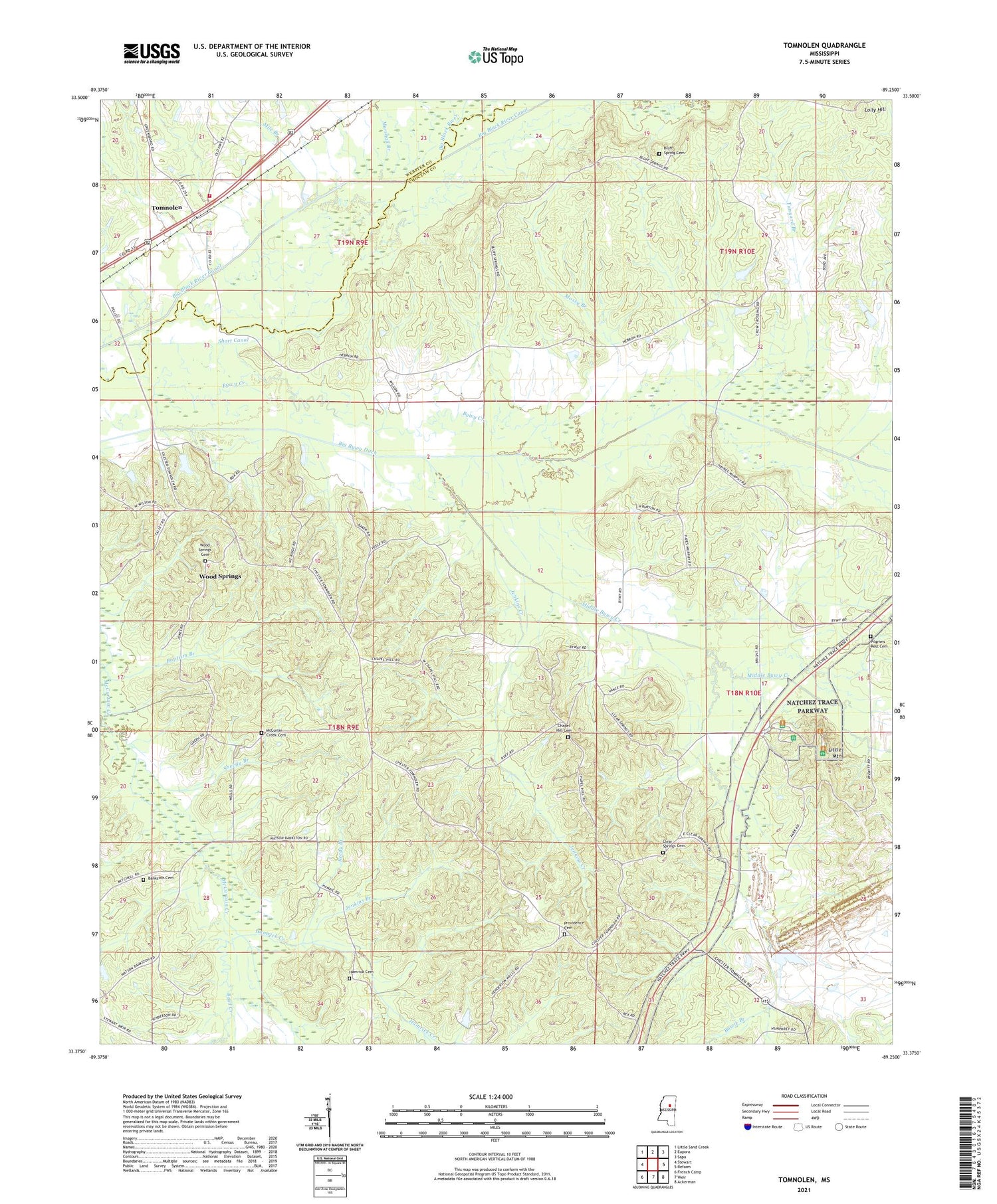 Tomnolen Mississippi US Topo Map Image