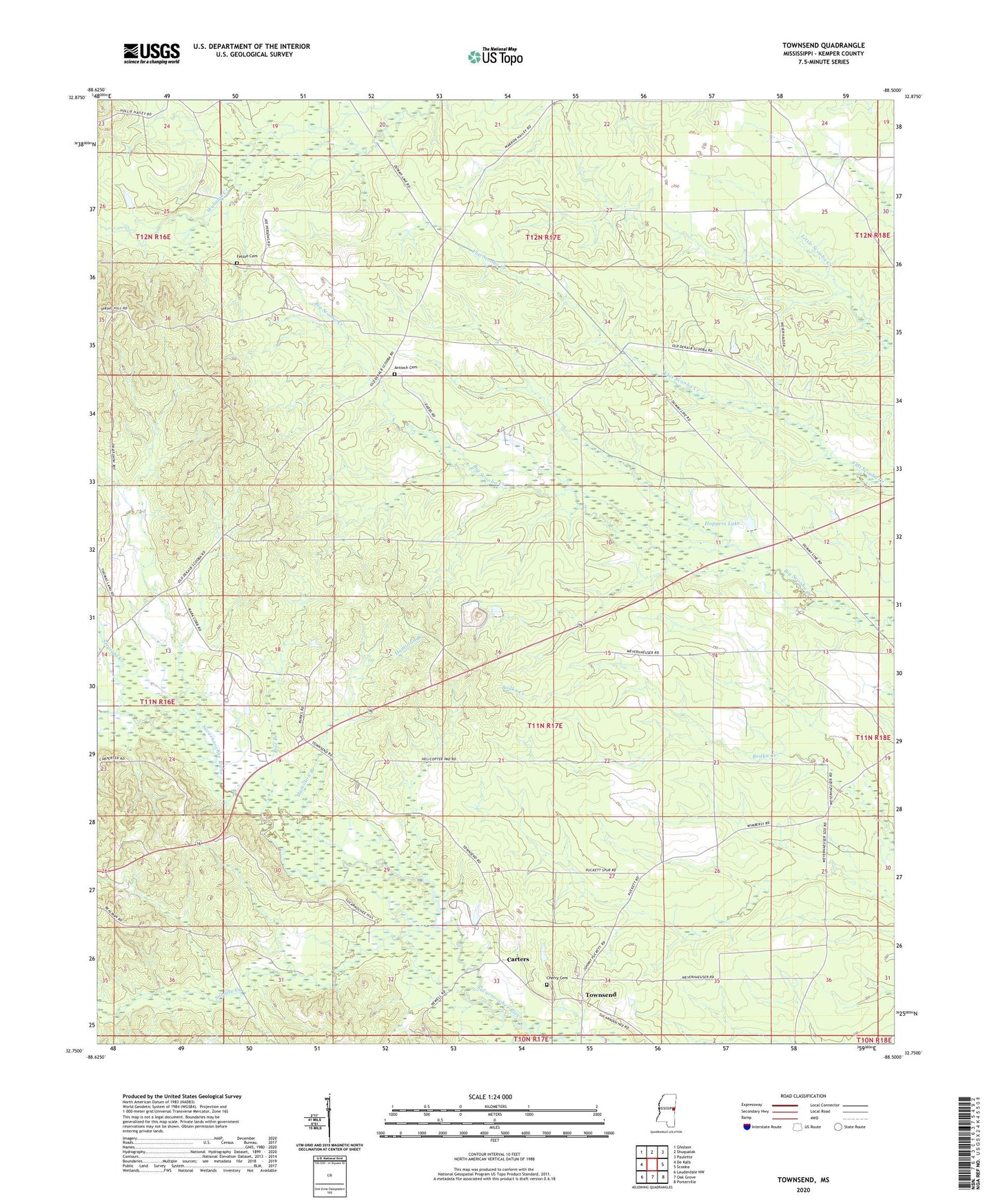 Townsend Mississippi US Topo Map Image