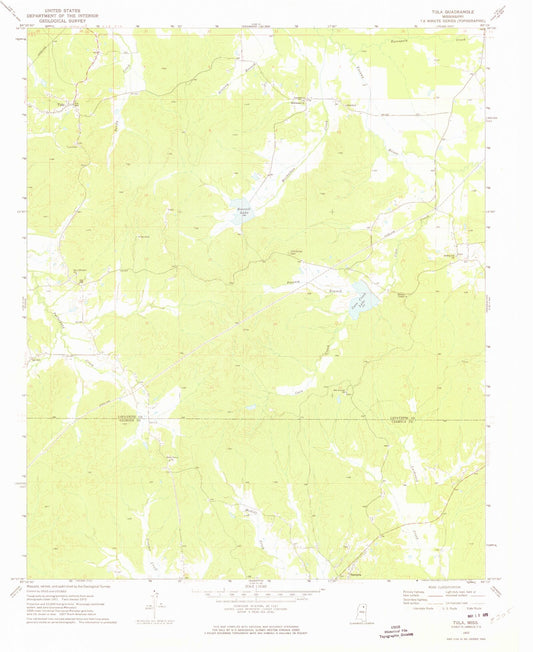 Classic USGS Tula Mississippi 7.5'x7.5' Topo Map Image