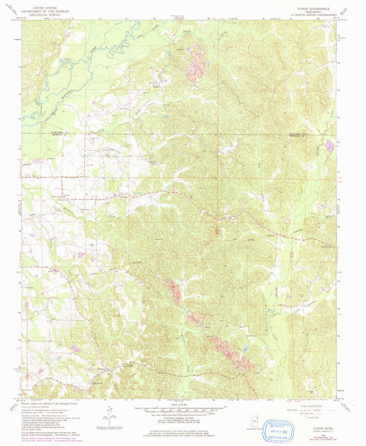 Classic USGS Turon Mississippi 7.5'x7.5' Topo Map Image