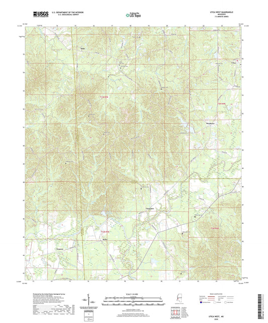 Utica West Mississippi US Topo Map Image