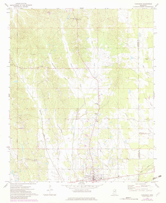 Classic USGS Vardaman Mississippi 7.5'x7.5' Topo Map Image