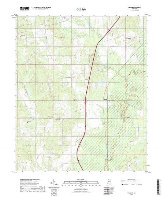 Vaughan Mississippi US Topo Map Image