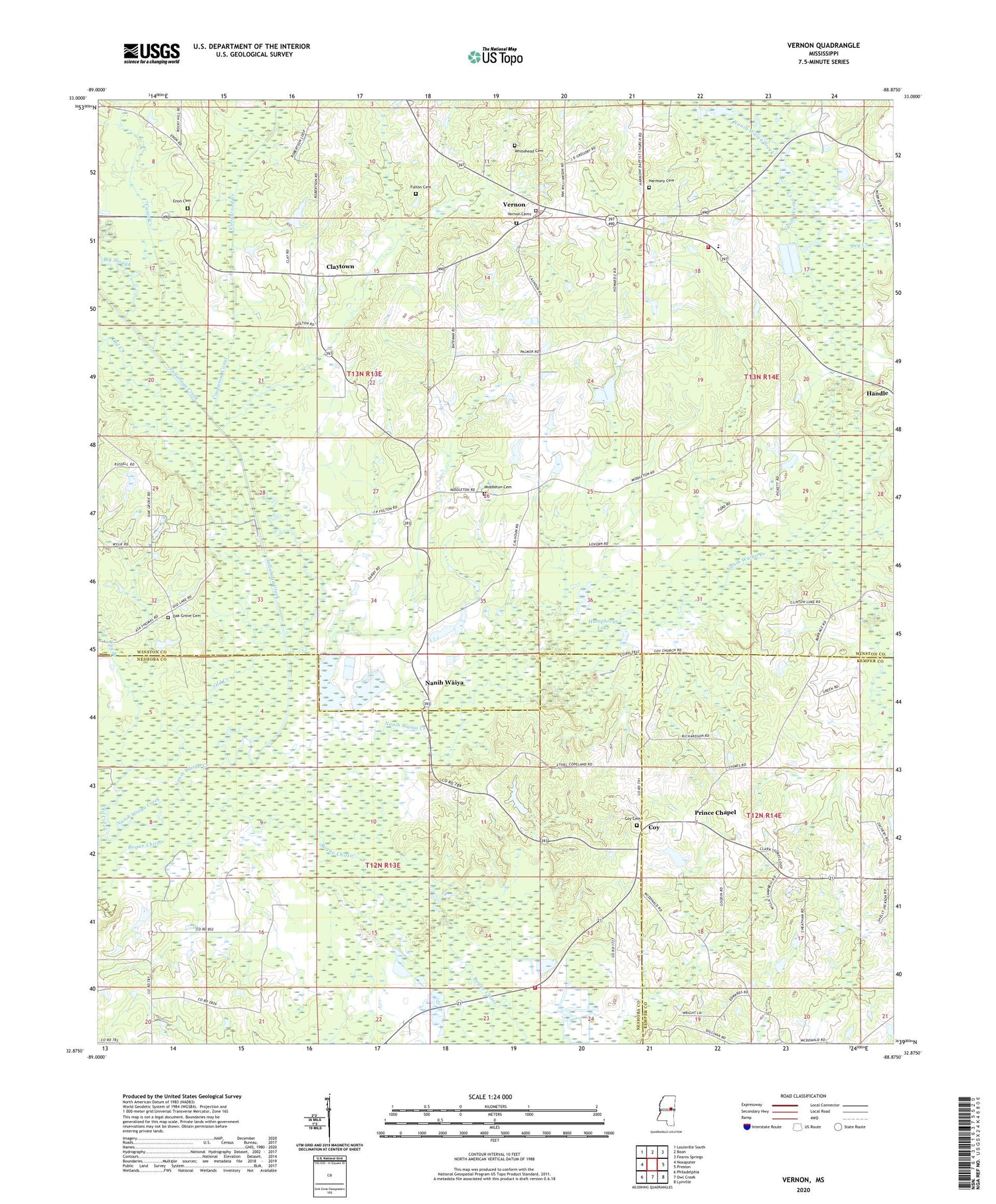 Vernon Mississippi US Topo Map Image