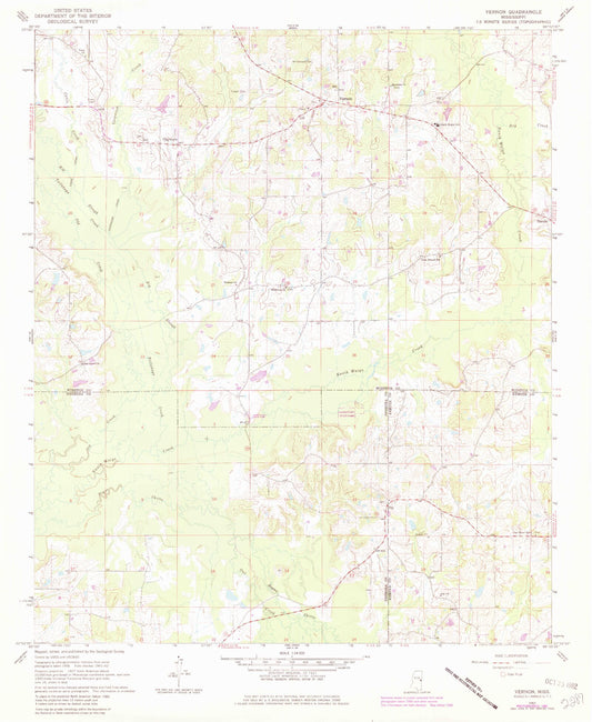 Classic USGS Vernon Mississippi 7.5'x7.5' Topo Map Image