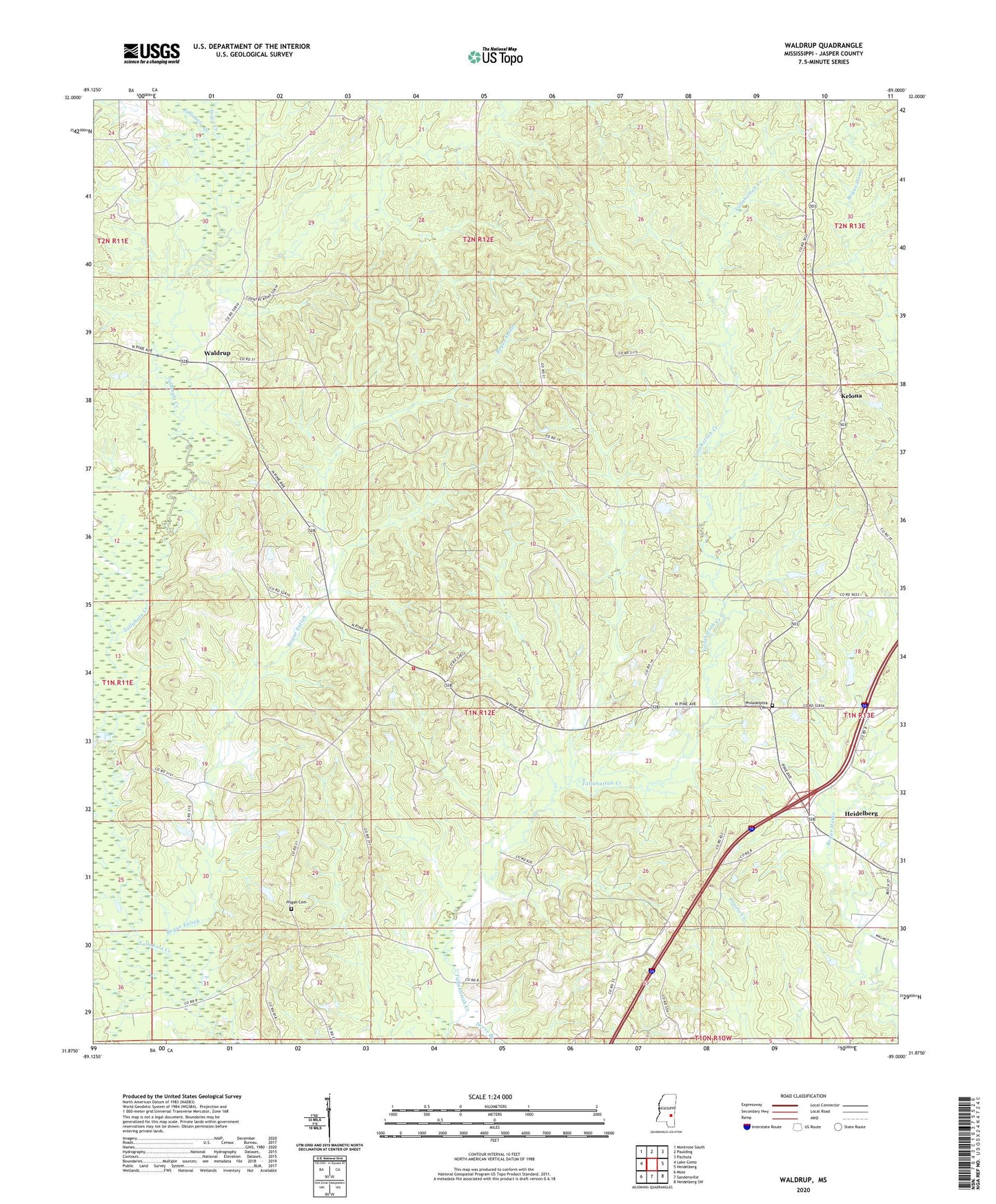 Waldrup Mississippi US Topo Map Image