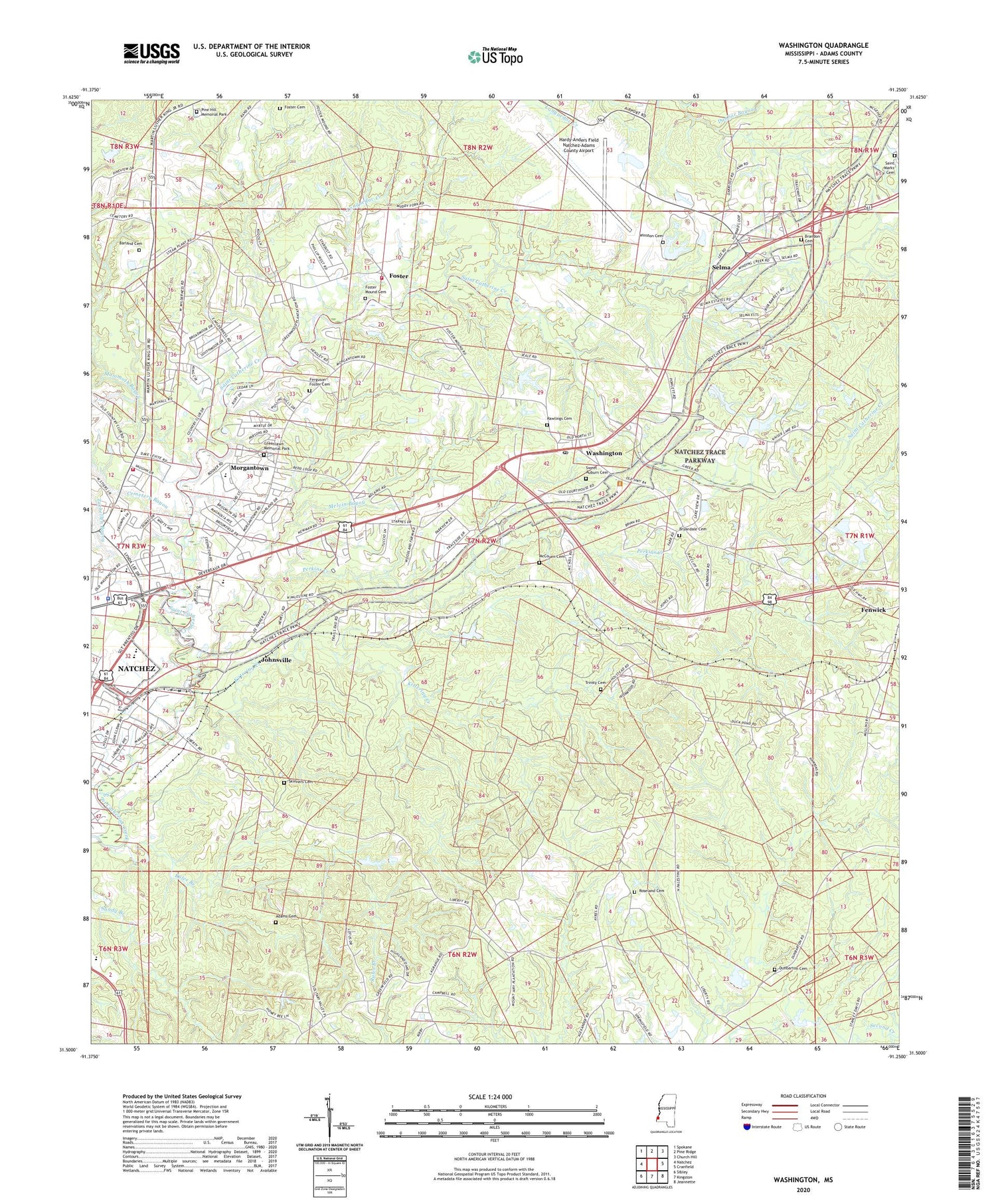 Washington Mississippi US Topo Map Image