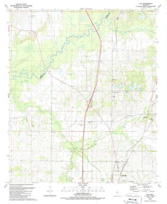 Classic USGS Way Mississippi 7.5'x7.5' Topo Map Image