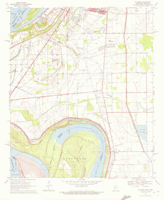 Classic USGS Wayside Mississippi 7.5'x7.5' Topo Map Image