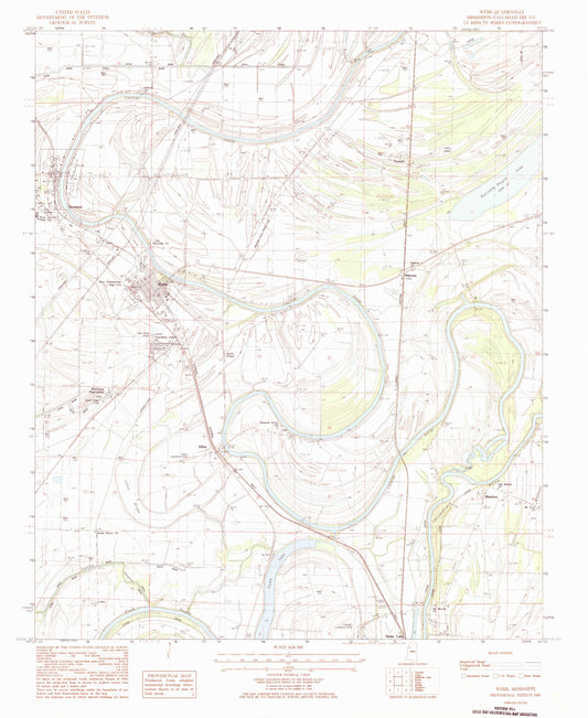 Classic USGS Webb Mississippi 7.5'x7.5' Topo Map Image