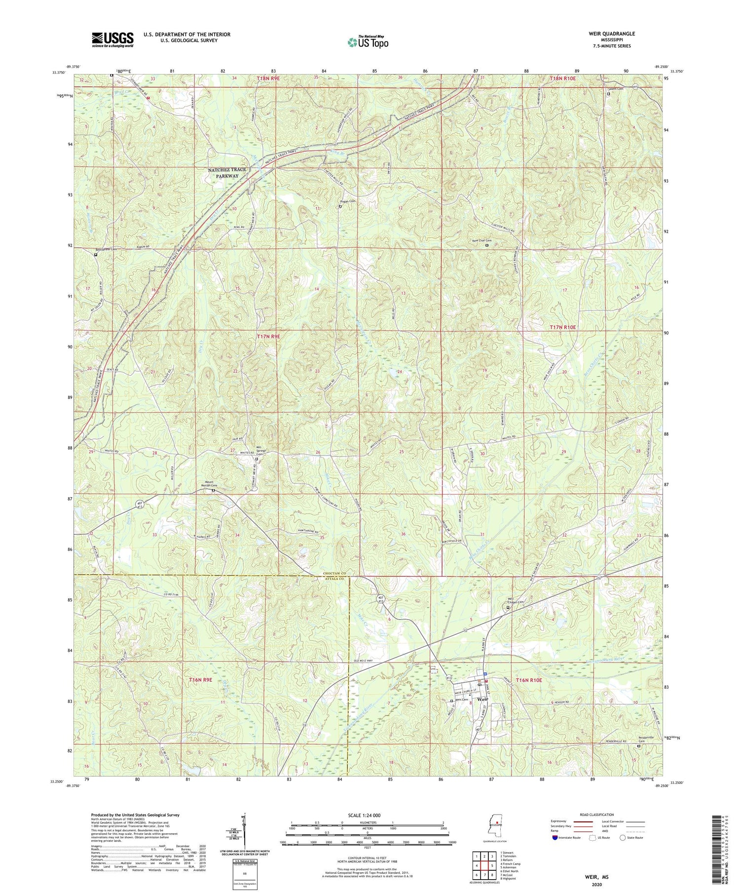 Weir Mississippi US Topo Map Image