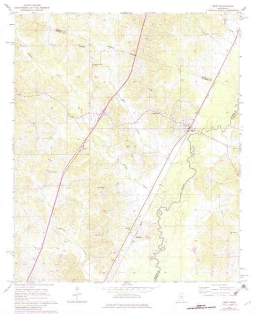 Classic USGS West Mississippi 7.5'x7.5' Topo Map Image