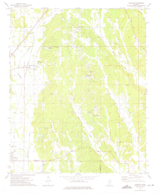 Classic USGS Wheeler Mississippi 7.5'x7.5' Topo Map Image