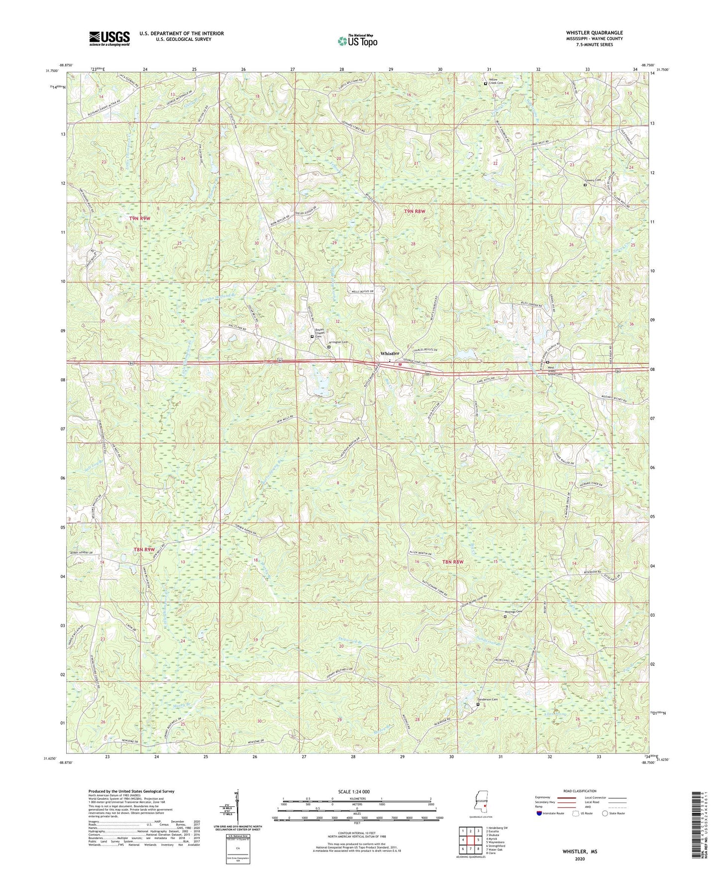 Whistler Mississippi US Topo Map Image