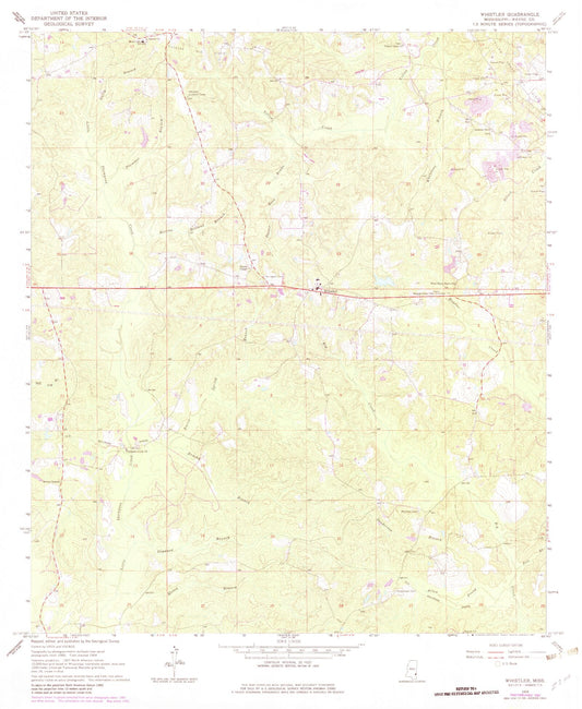 Classic USGS Whistler Mississippi 7.5'x7.5' Topo Map Image