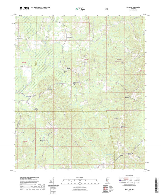 White Oak Mississippi US Topo Map Image