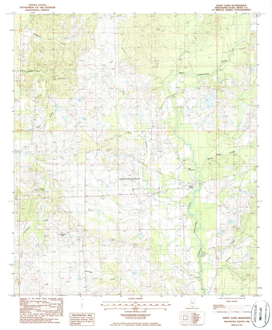 Classic USGS White Sand Mississippi 7.5'x7.5' Topo Map Image