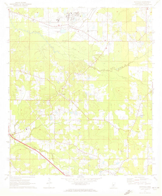 Classic USGS Whitfield Mississippi 7.5'x7.5' Topo Map Image