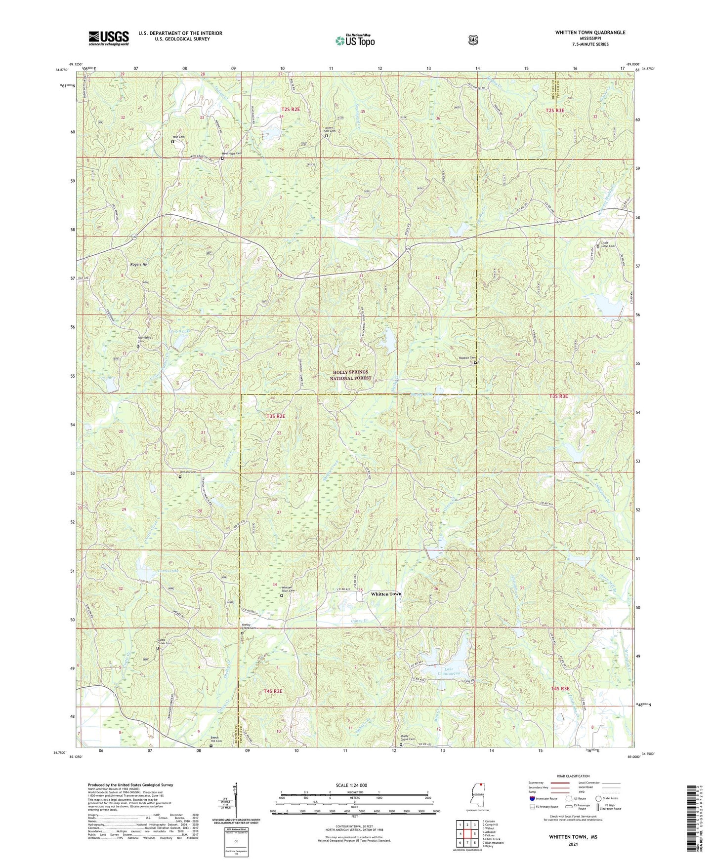 Whitten Town Mississippi US Topo Map Image
