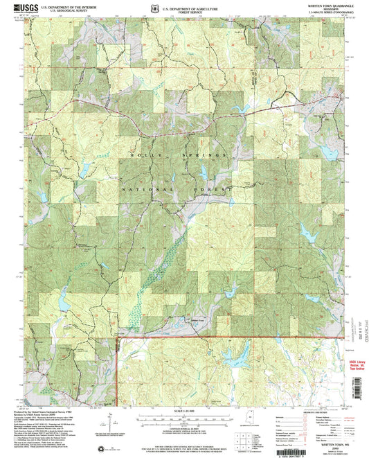 Classic USGS Whitten Town Mississippi 7.5'x7.5' Topo Map Image