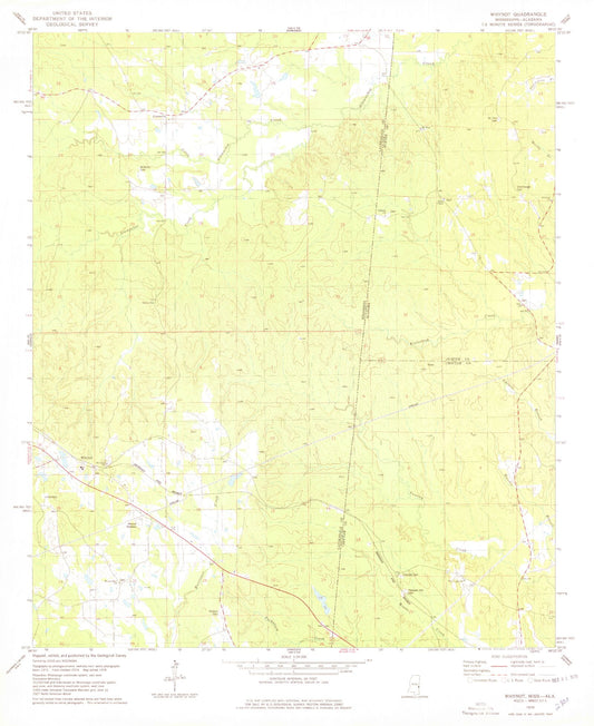 Classic USGS Whynot Mississippi 7.5'x7.5' Topo Map Image
