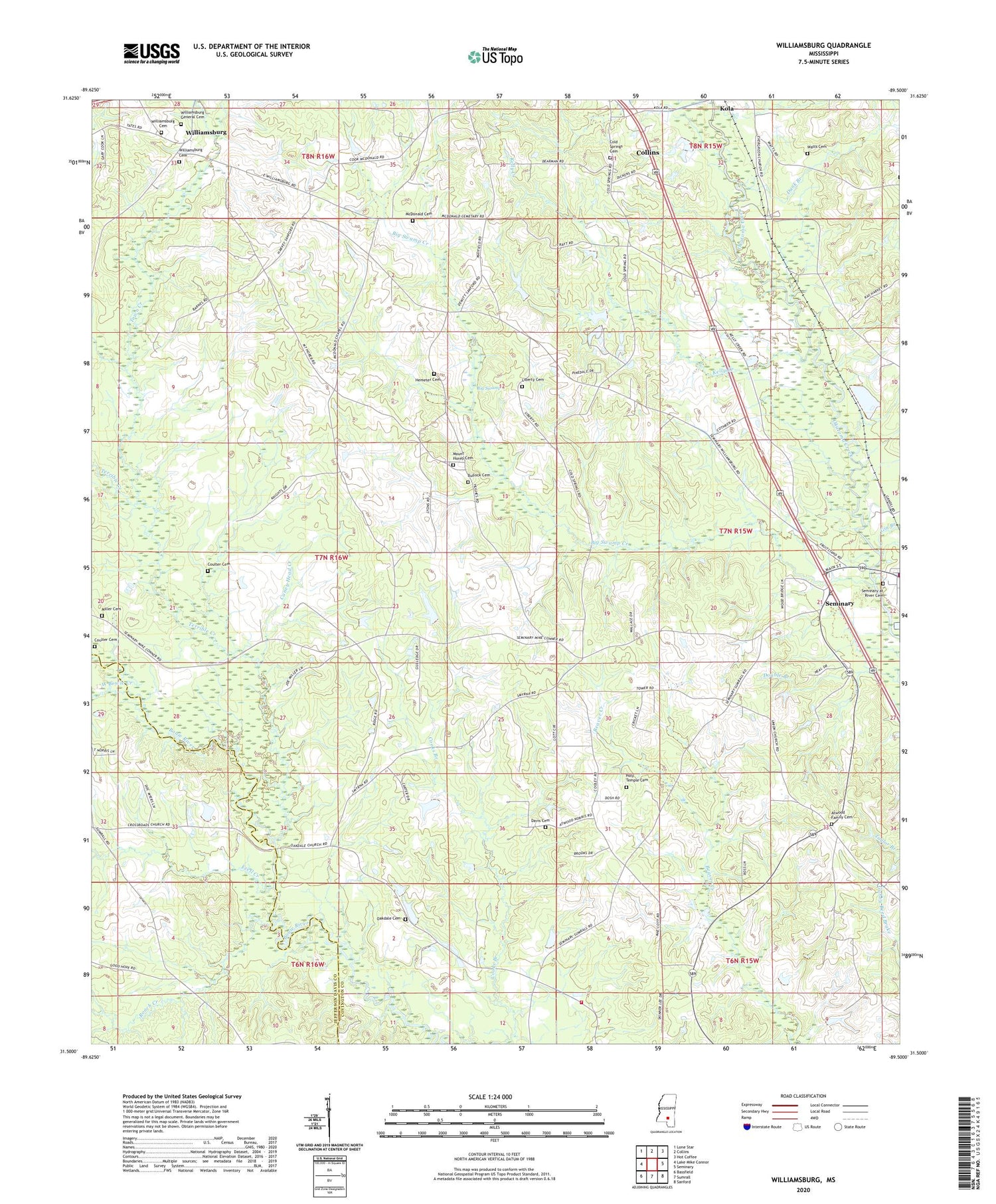 Williamsburg Mississippi US Topo Map Image