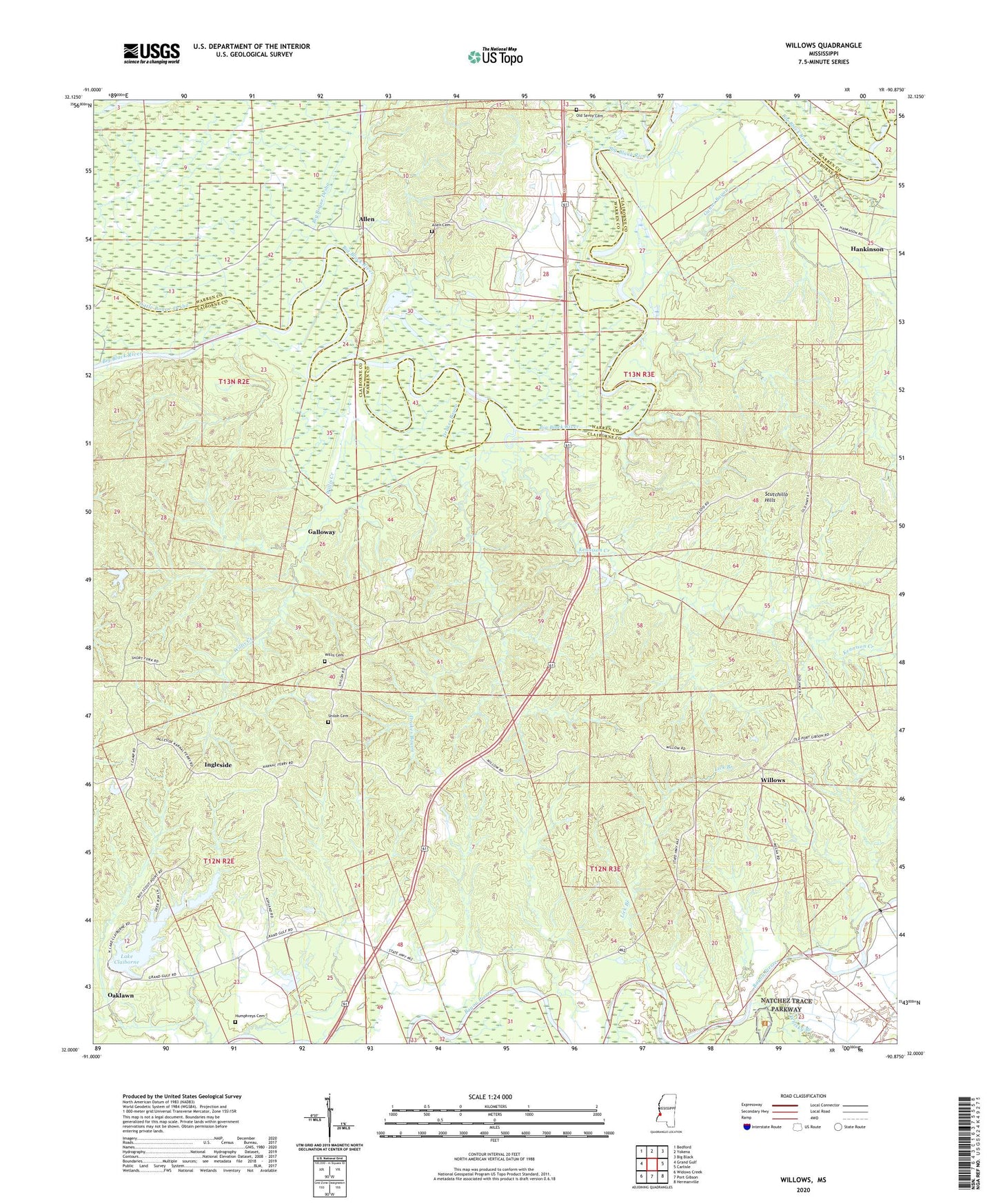 Willows Mississippi US Topo Map Image