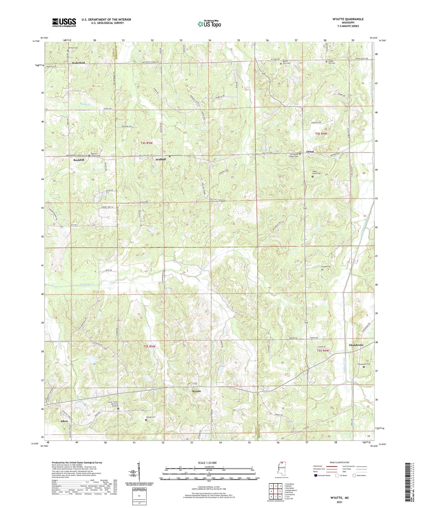Wyatte Mississippi US Topo Map Image