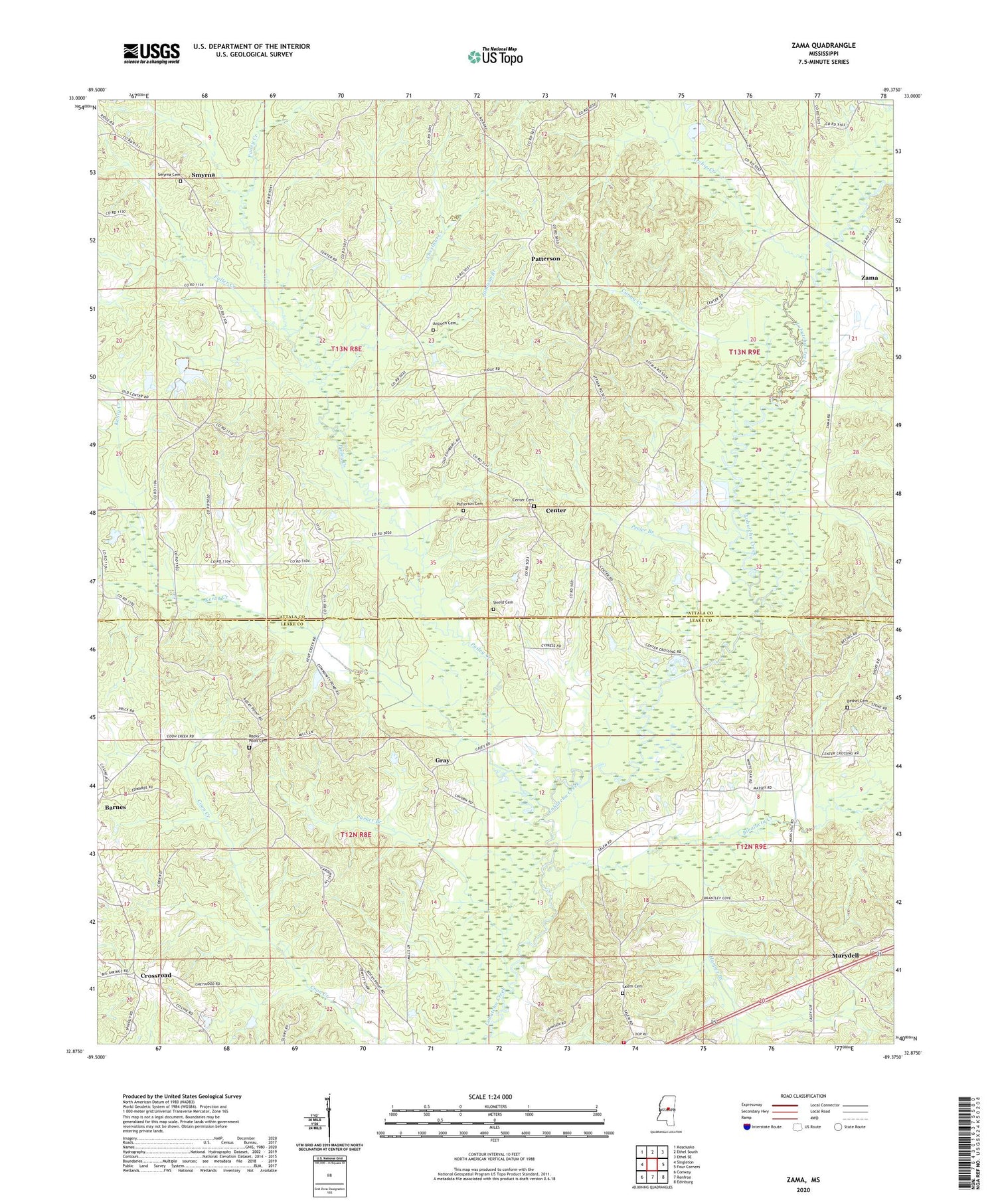 Zama Mississippi US Topo Map Image