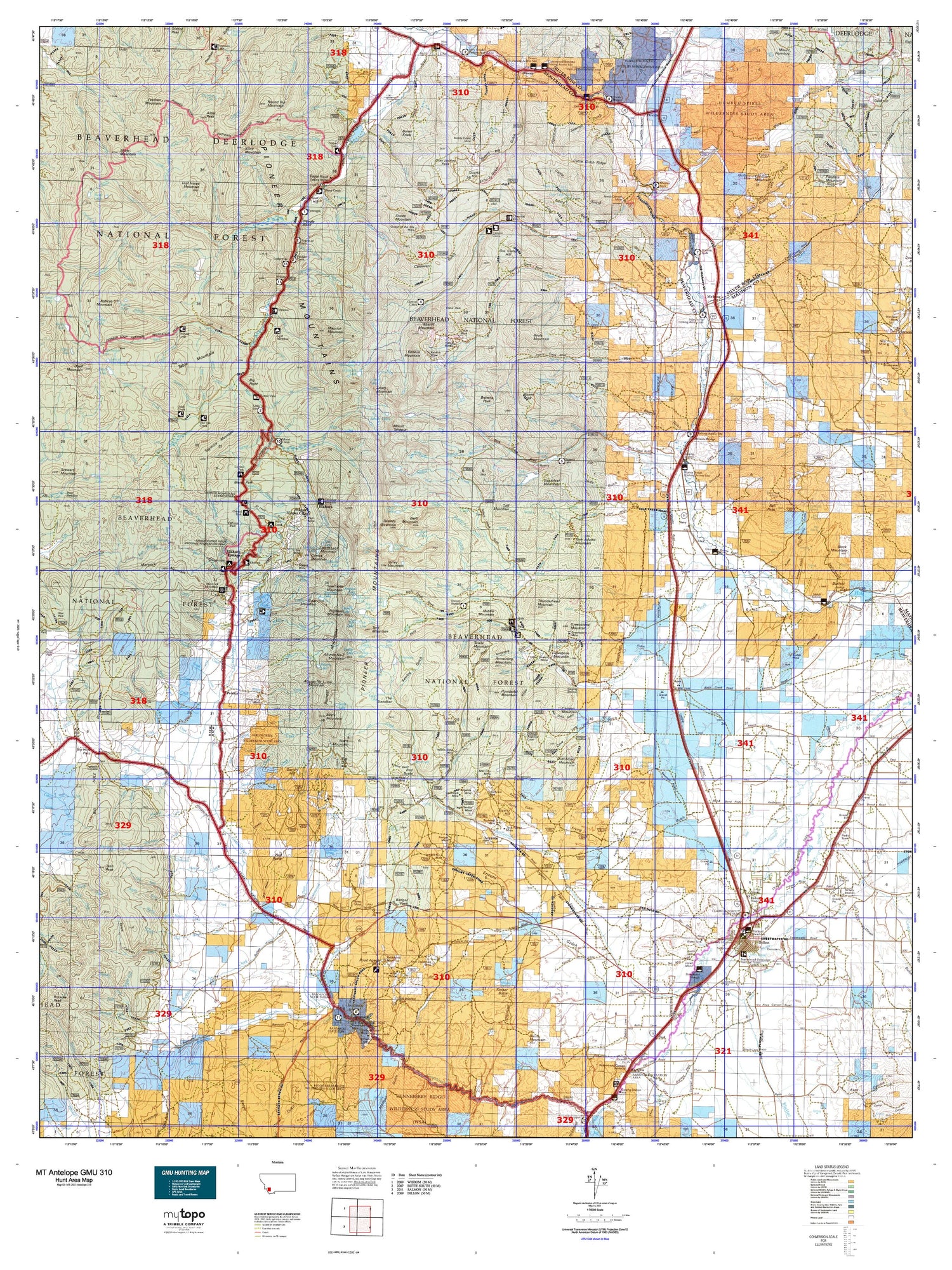 Montana Antelope GMU 310 Map Image