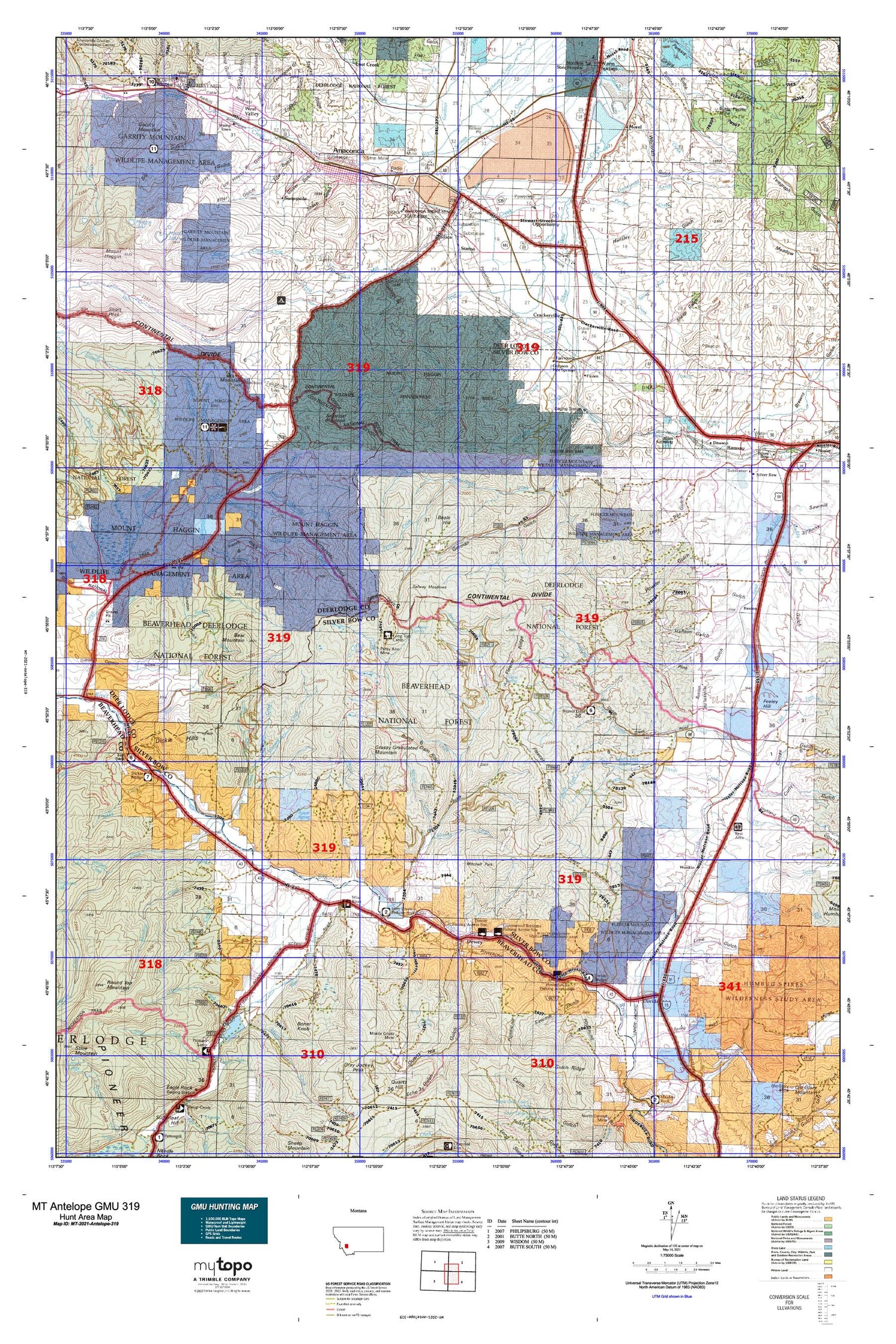 Montana Antelope GMU 319 Map Image