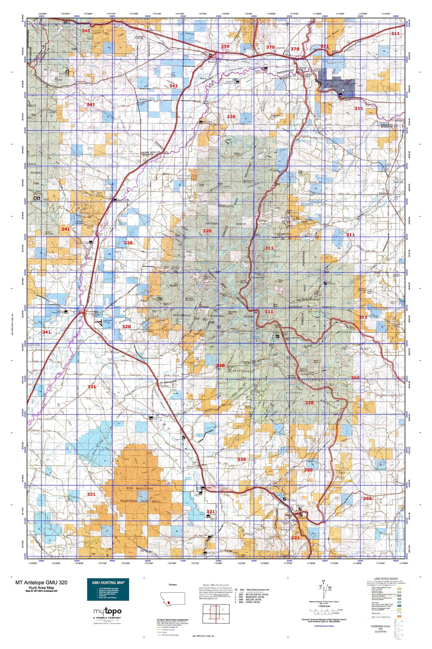 Montana Antelope GMU 320 Map Image