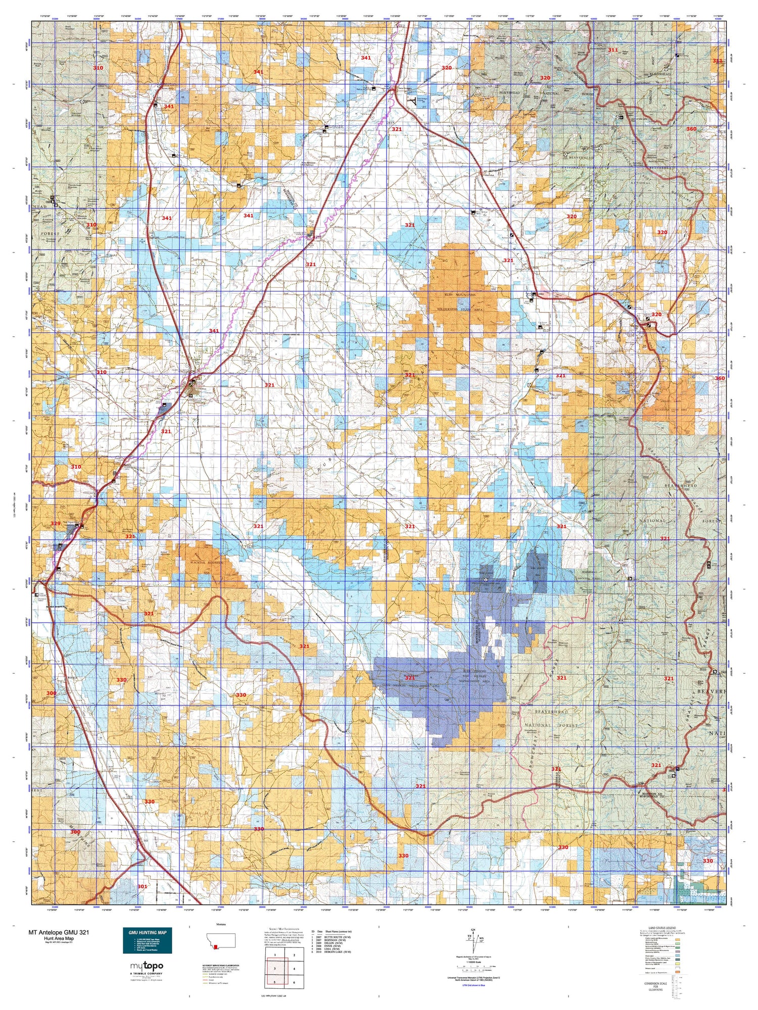 Montana Antelope GMU 321 Map Image