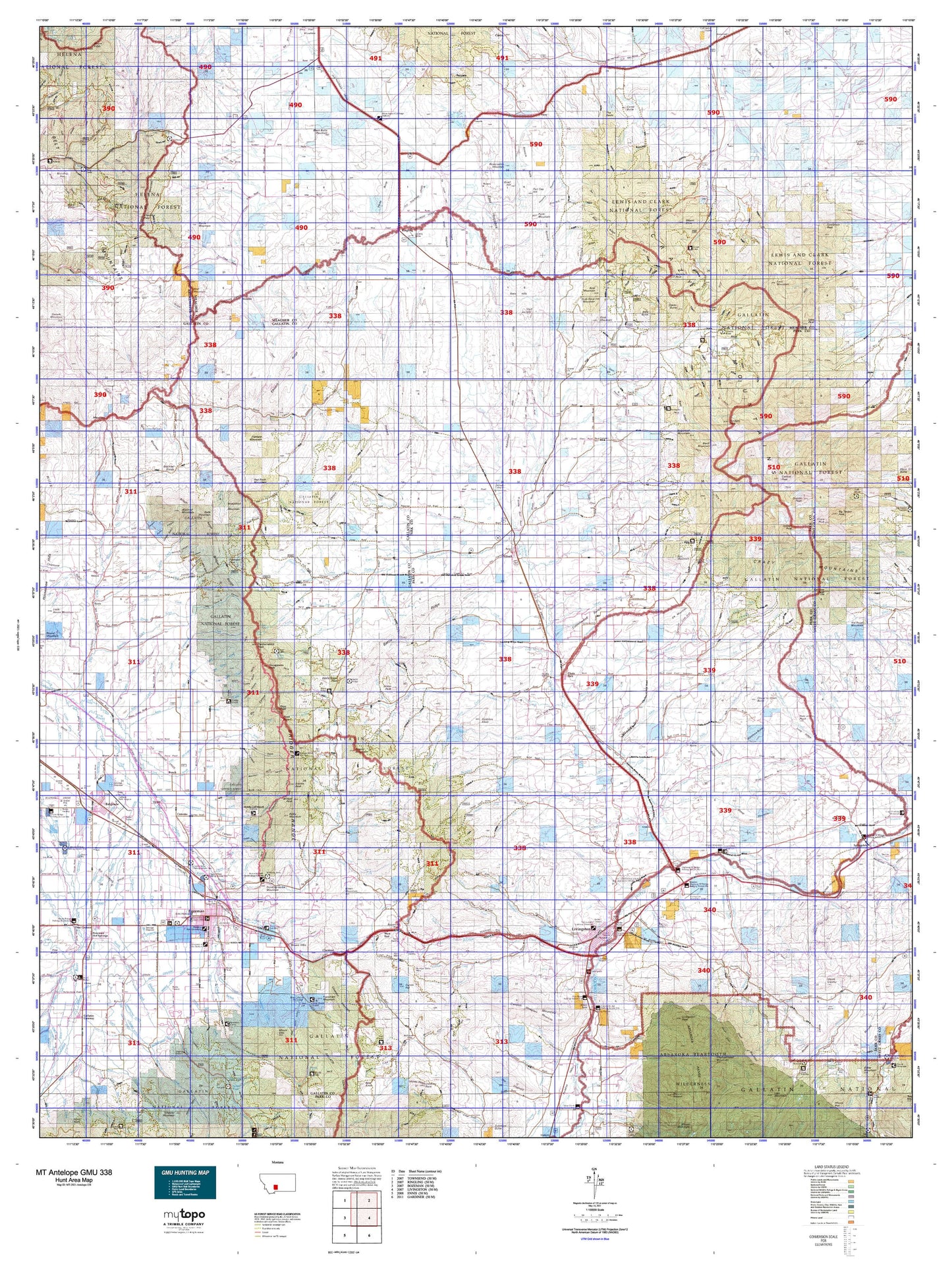 Montana Antelope GMU 338 Map Image