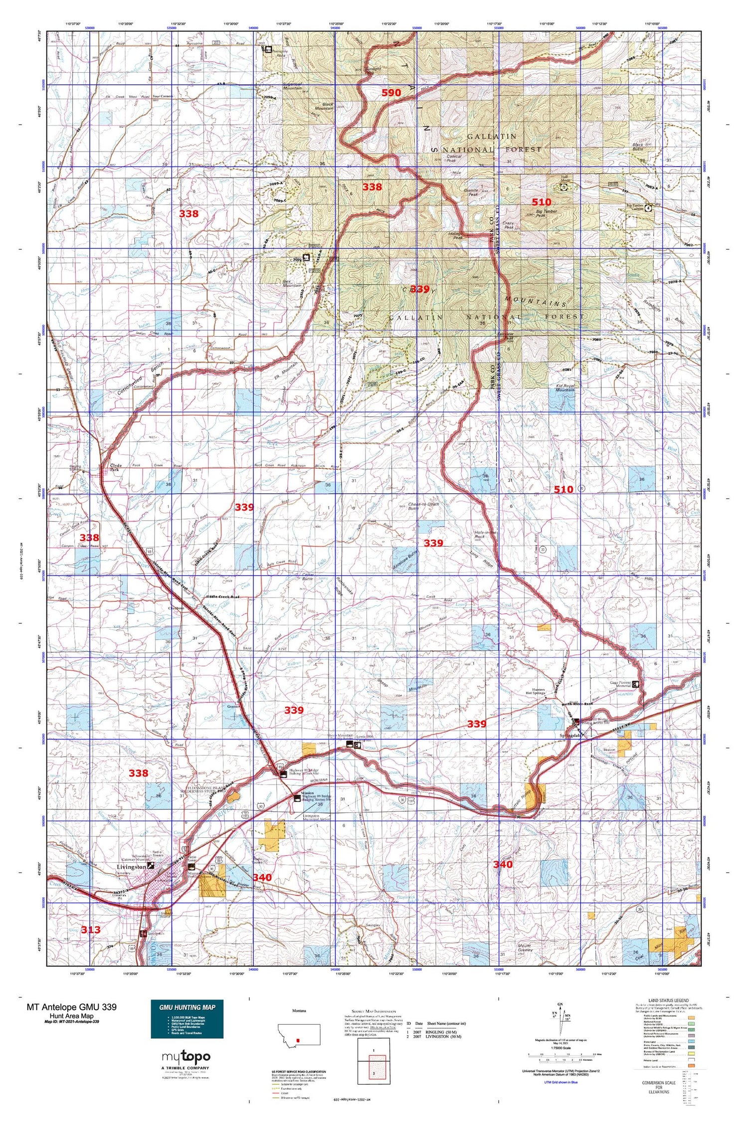 Montana Antelope GMU 339 Map Image