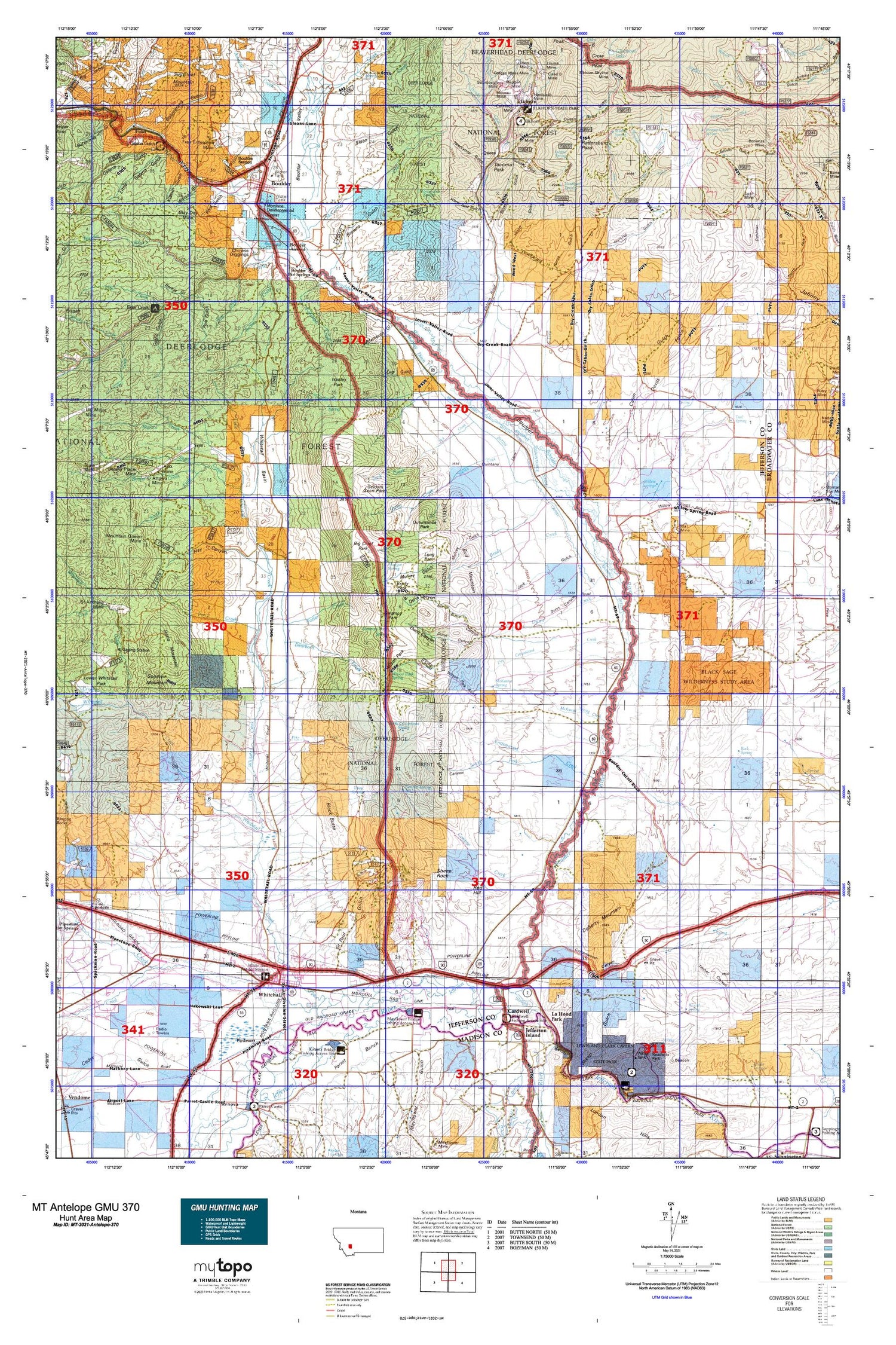 Montana Antelope GMU 370 Map Image