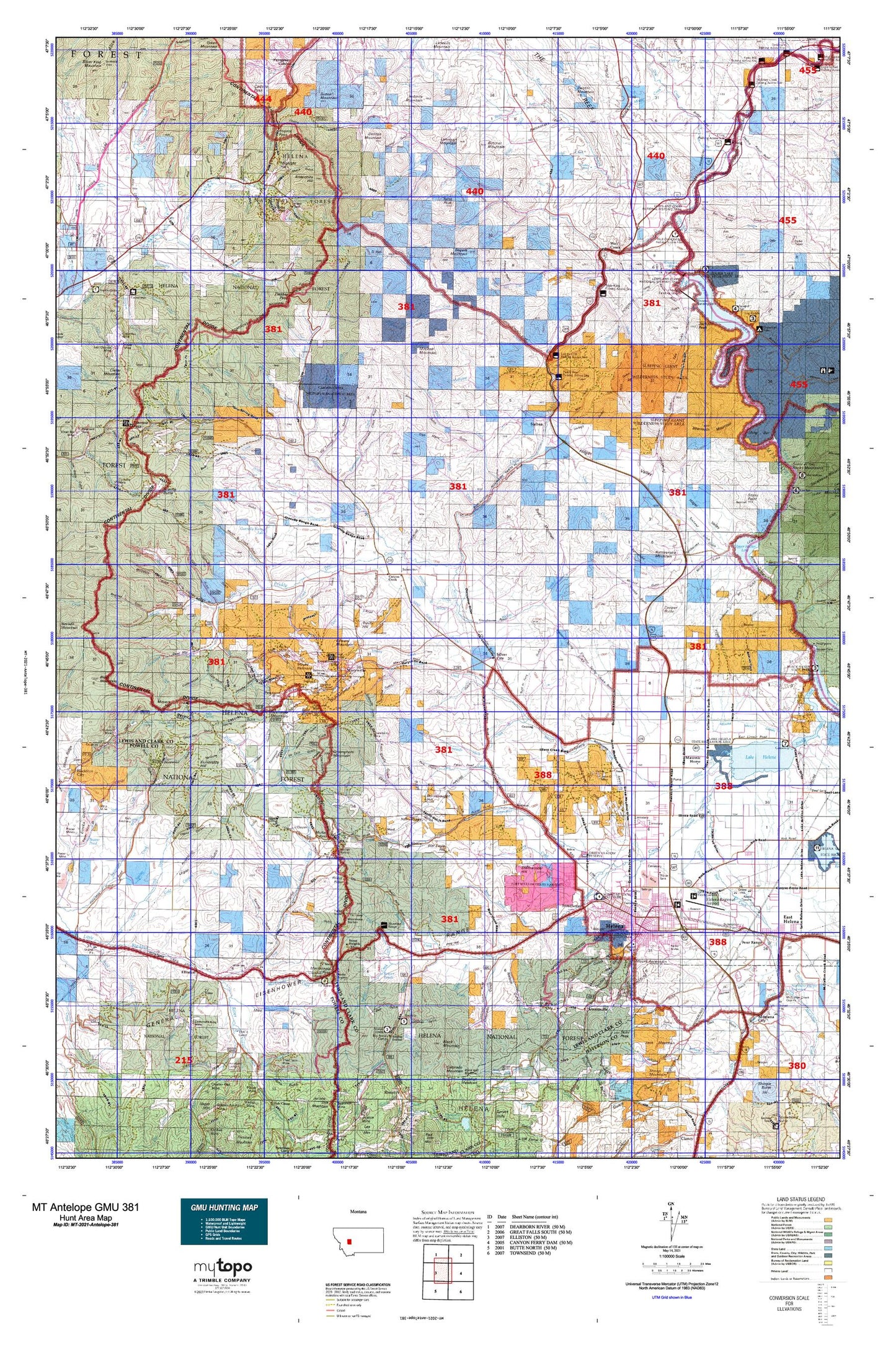 Montana Antelope GMU 381 Map Image