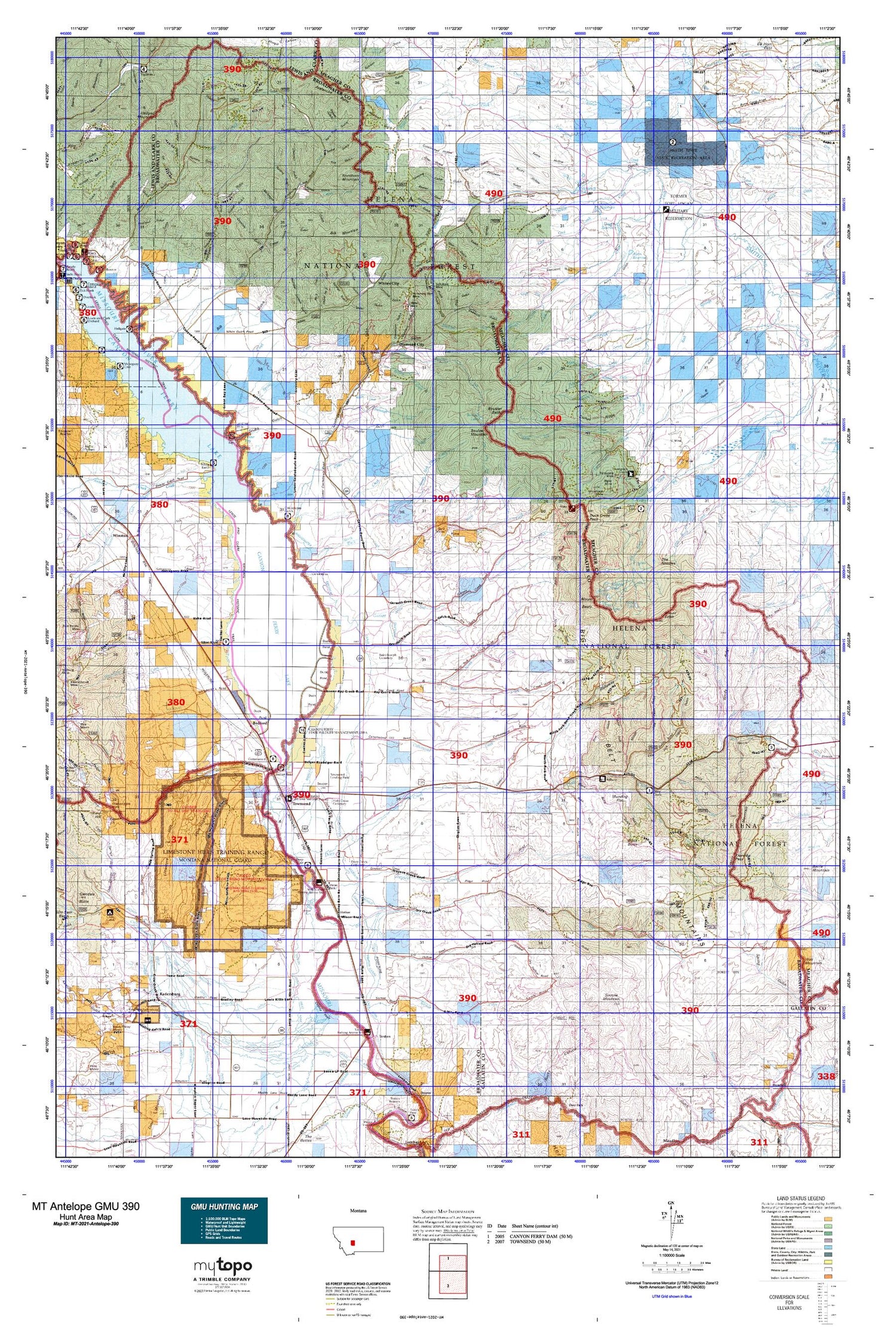 Montana Antelope GMU 390 Map Image