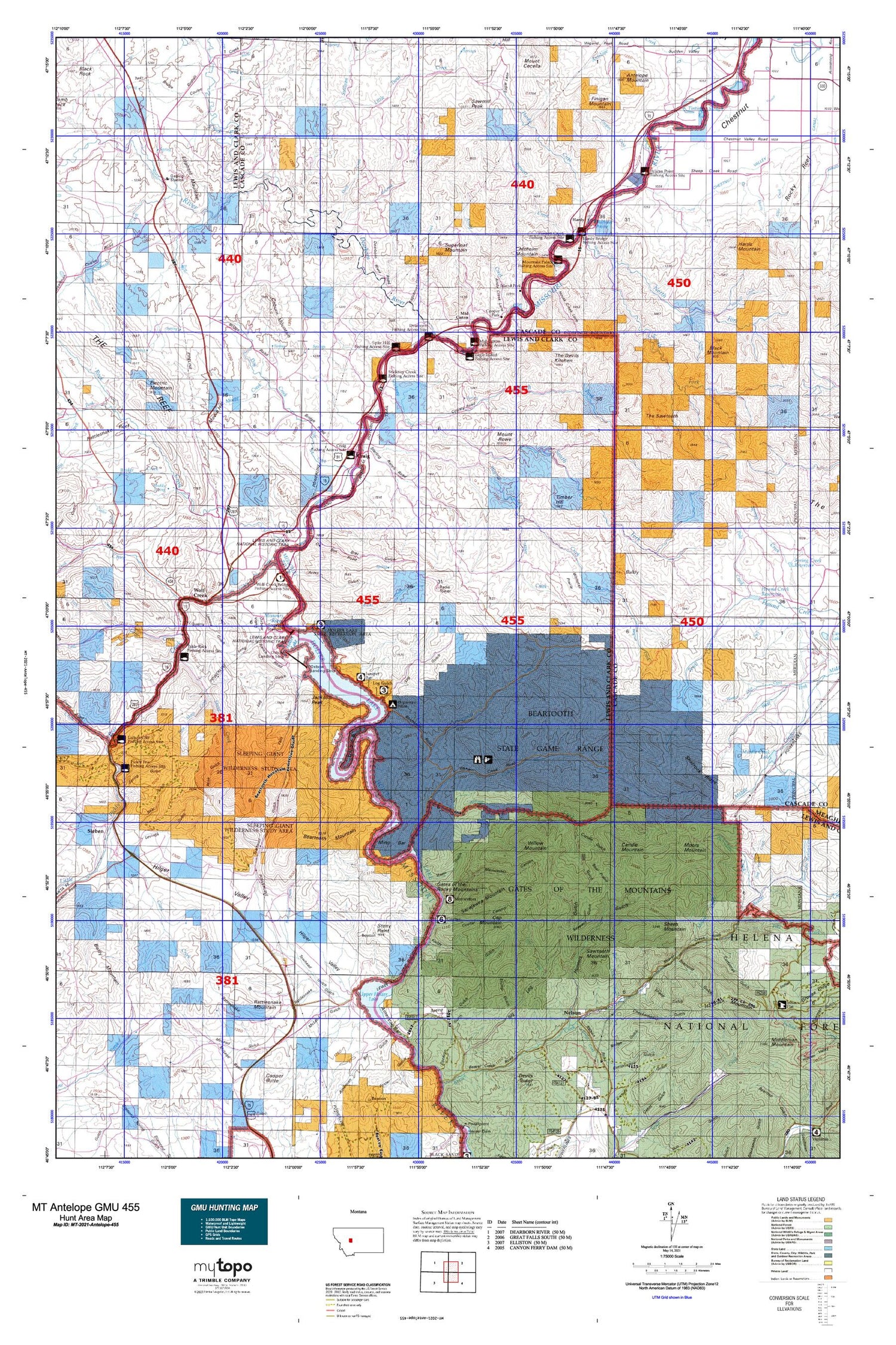 Montana Antelope GMU 455 Map Image