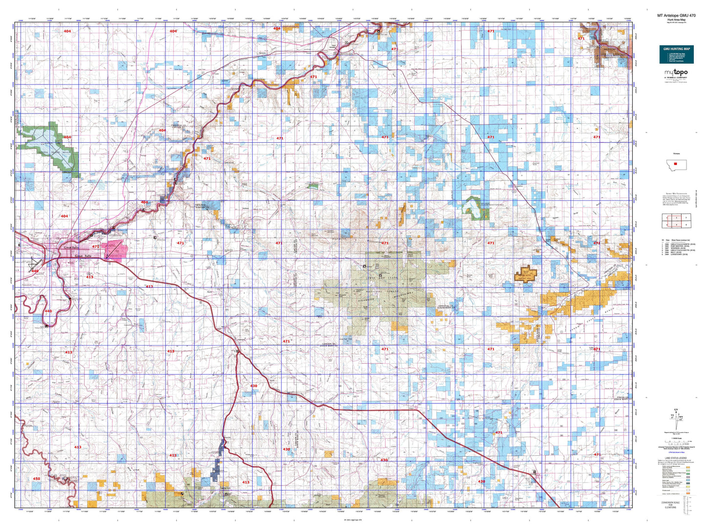 Montana Antelope GMU 470 Map Image