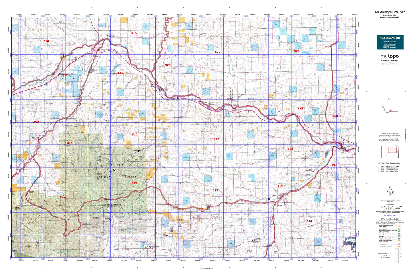 Montana Antelope GMU 512 Map Image