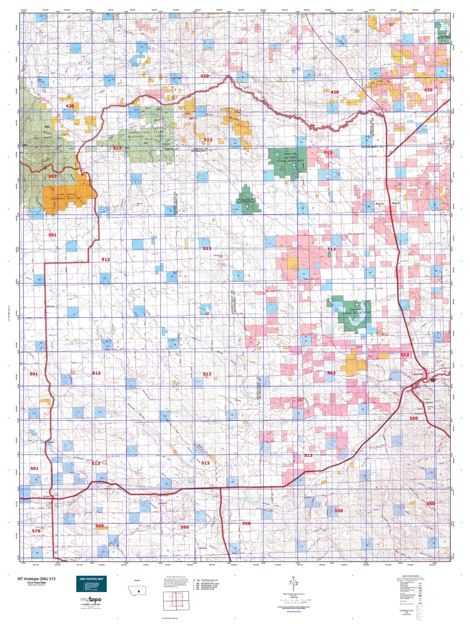 Montana Antelope GMU 513 Map Image