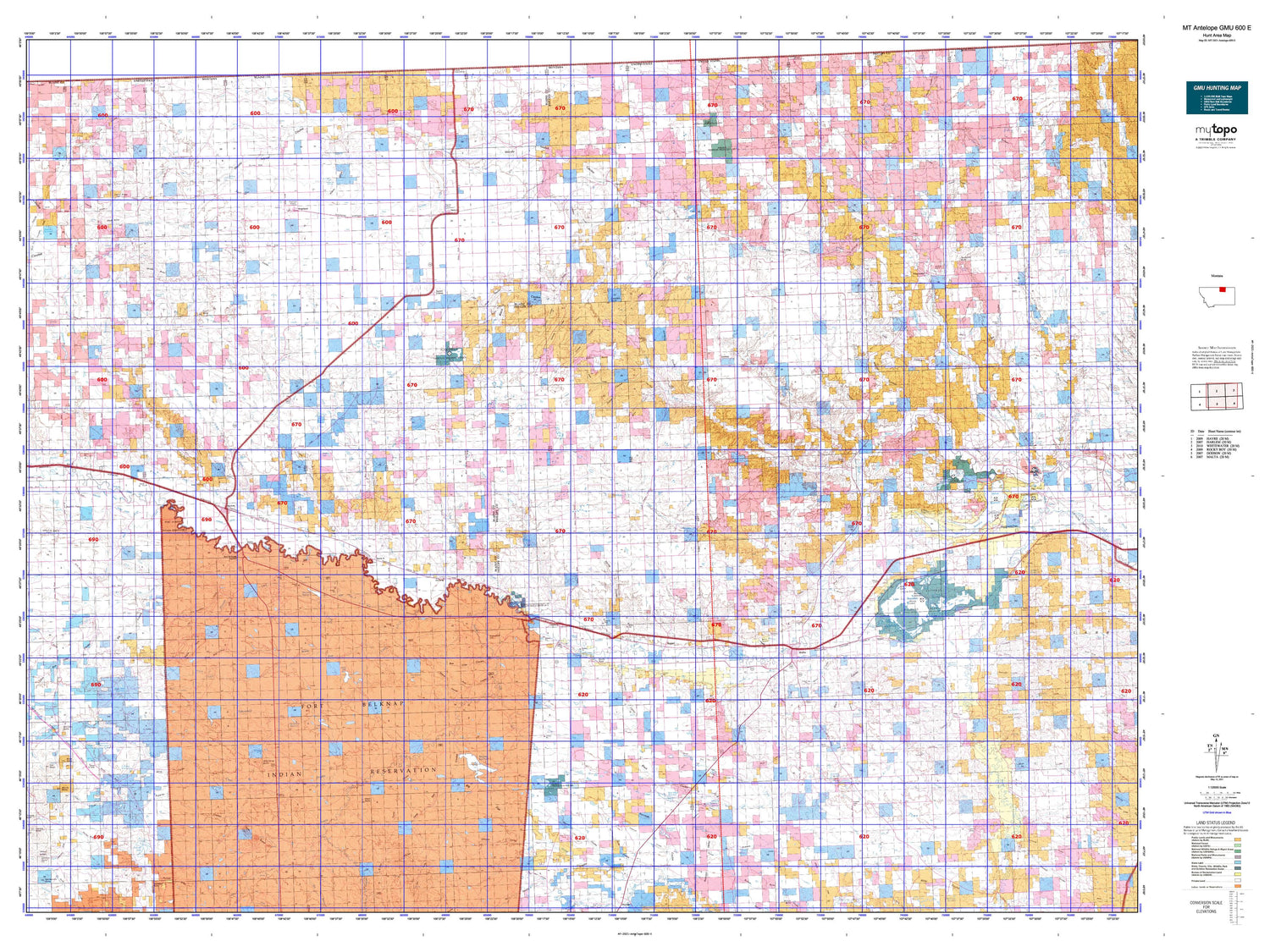 Montana Antelope GMU 600 E Map Image