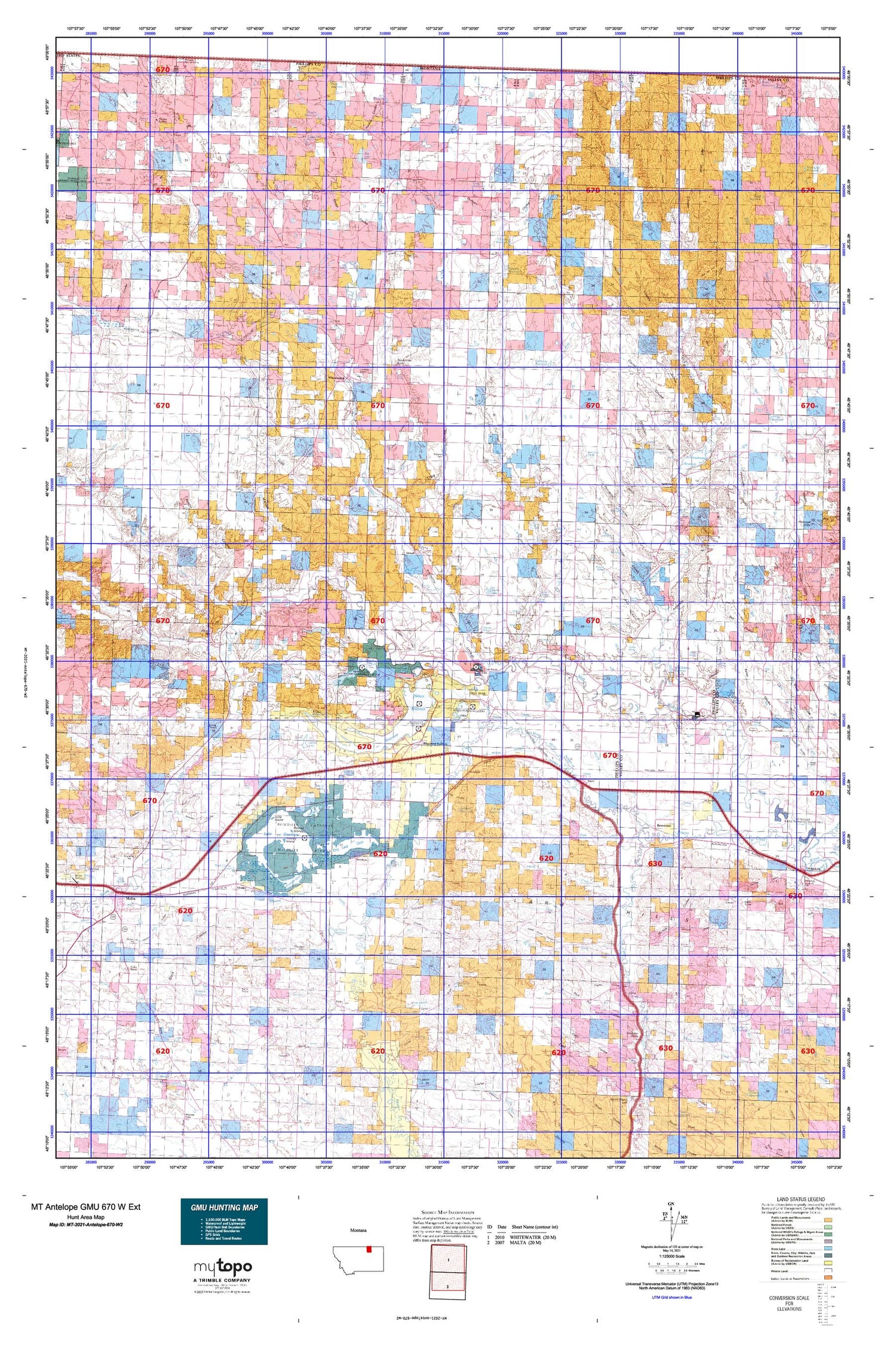 Montana Antelope GMU 670 W Ext Map Image