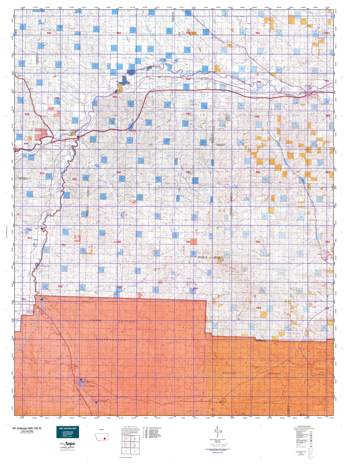 Montana Antelope GMU 702 W Map Image