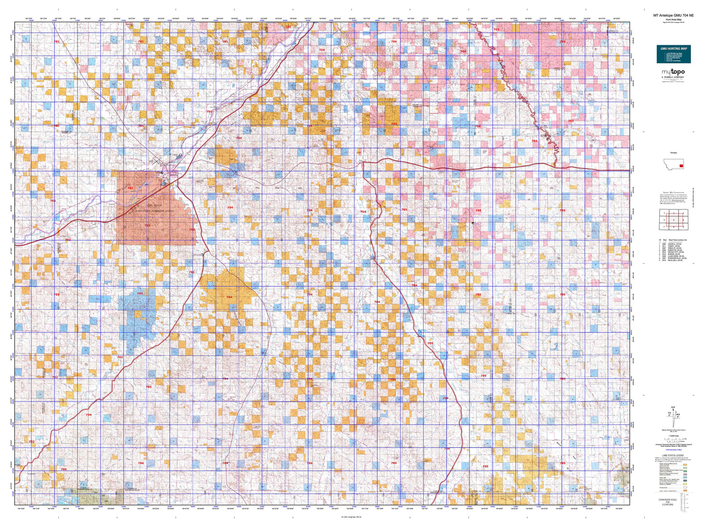 Montana Antelope GMU 704 NE Map Image