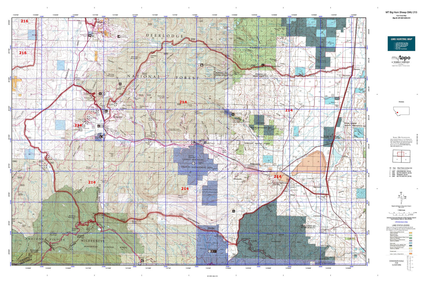 Montana Big Horn Sheep GMU 213 Map Image