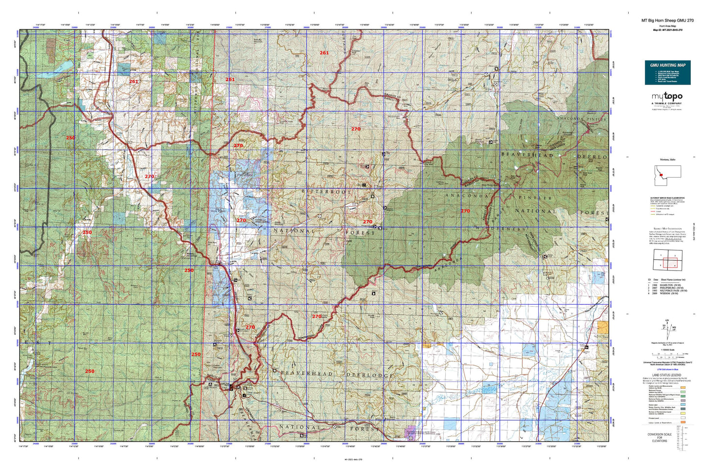 Montana Big Horn Sheep GMU 270 Map Image