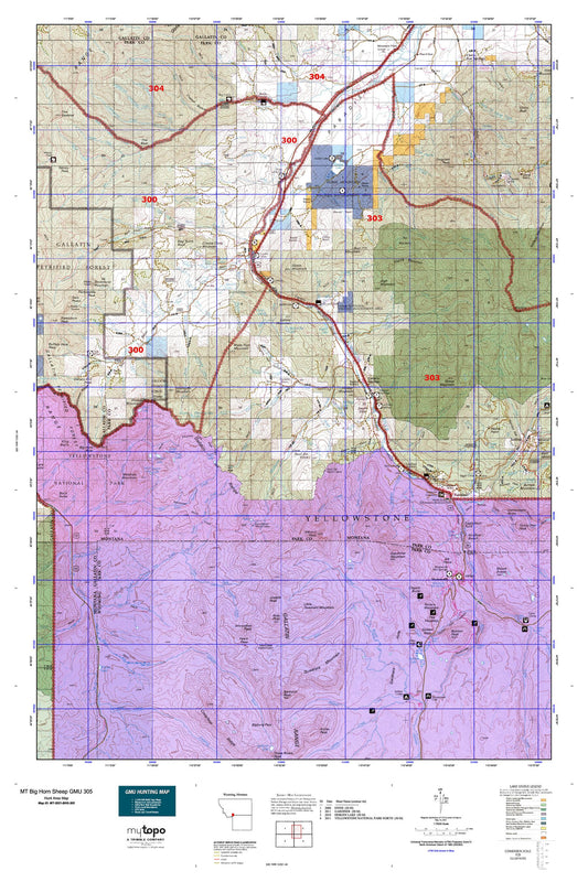 Montana Big Horn Sheep GMU 305 Map Image
